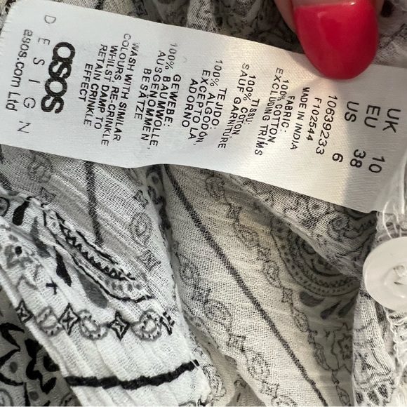 ASOS Women's Black and White Button Down Shirt 100% cotton sz 6 - Picture 5 of 6